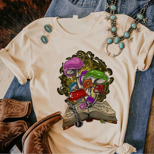 Magic Mushrooms Alien Psychedelic t shirt women streetwear Y2K t-shirts girl graphic Japanese clothes
