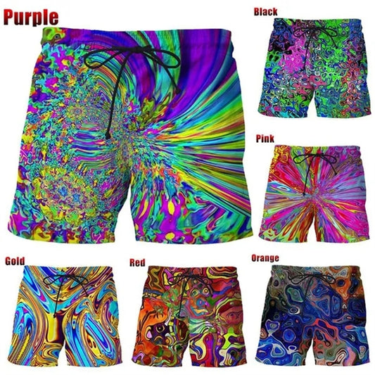 New Summer Fashion Colorful 3D Printed Trippy Psychedelic Abstract Art Men's Short Pant Unisex Casual Beach Swimming Shorts