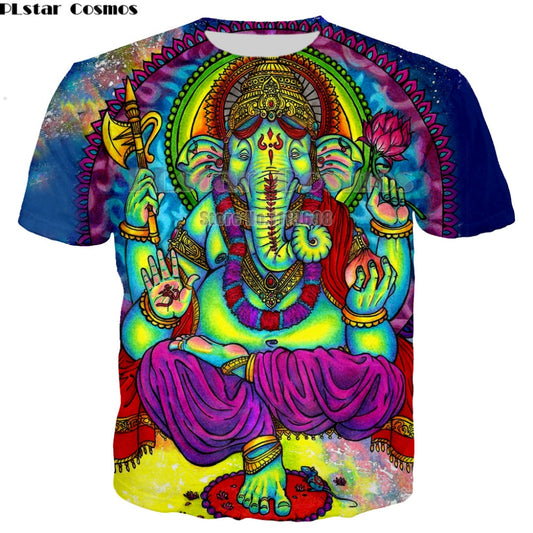 PLstar Cosmos t shirt men woman 3d printed colorful Trippy summer top fashion clothes hip hop printed elepha Psychedelic Tees