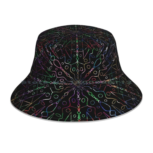Psychedelic Bucket Hat Sun Cap Groovy Bright Colours Rainbow Foldable Outdoor Fisherman Hat