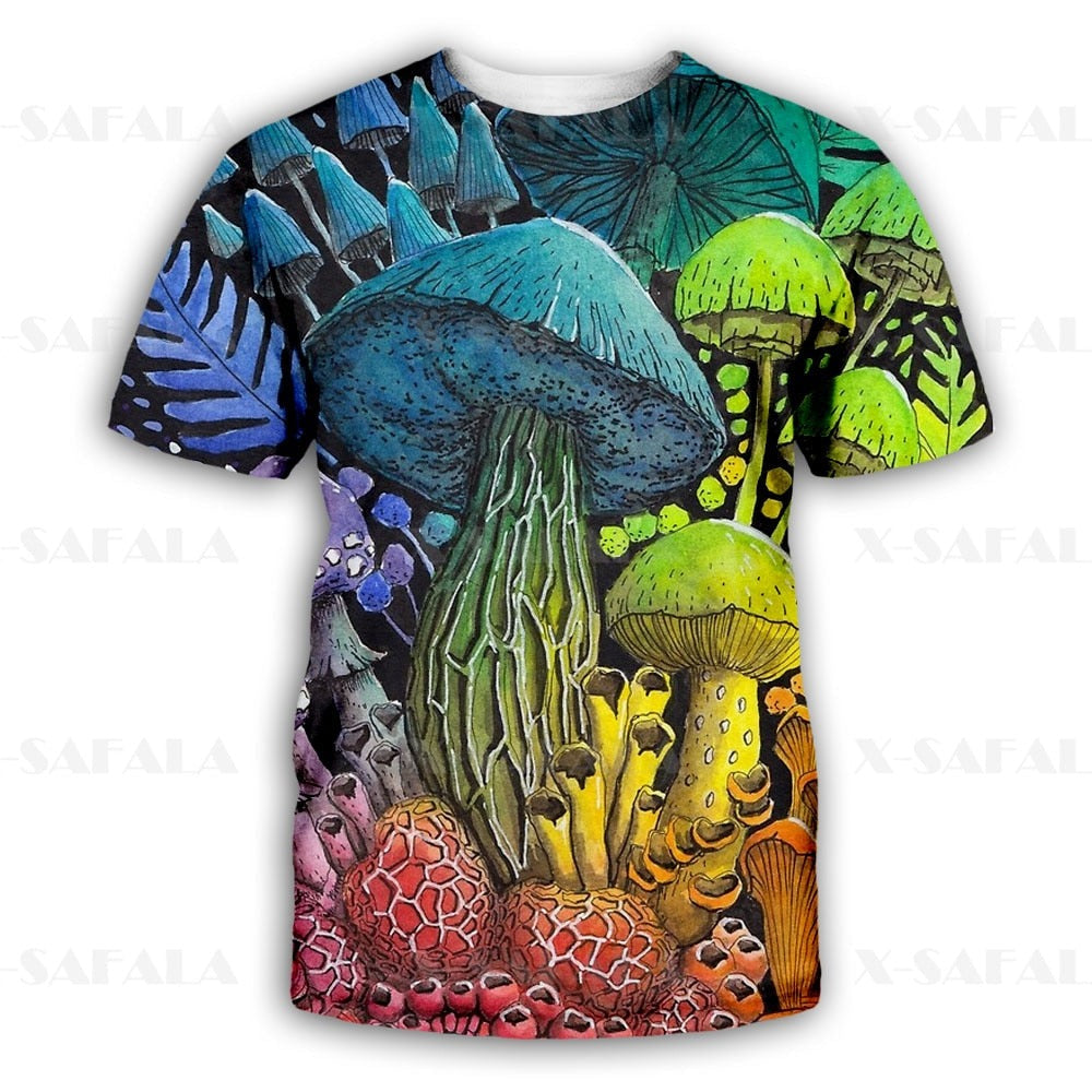 Trippy Psychedelic Mushroom Fungus Natural Plants 3D Printed High Quality T-shirt Summer Round Neck Men Female Casual Top-2