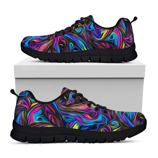 INSTANTARTS Fashion Color Psychedelic Design Shoes Knitted Fabric Thick Sole Sneakers Lightweight Outdoor Shoes Basketball Shoes