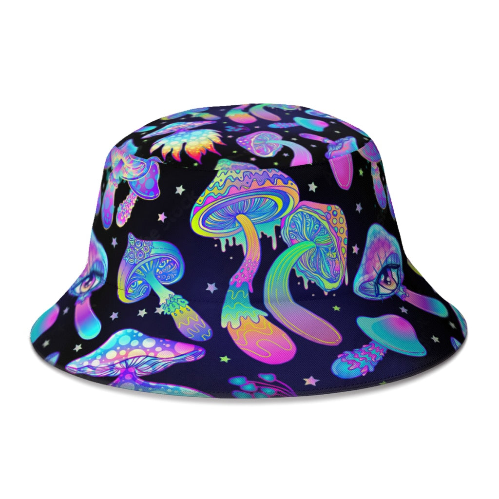 Psychedelic Magic Mushrooms Fisherman Hats Unisex Cool Boho Spring Summer Bucket Hats Seaside Bob Femme Gorro Sun Protection