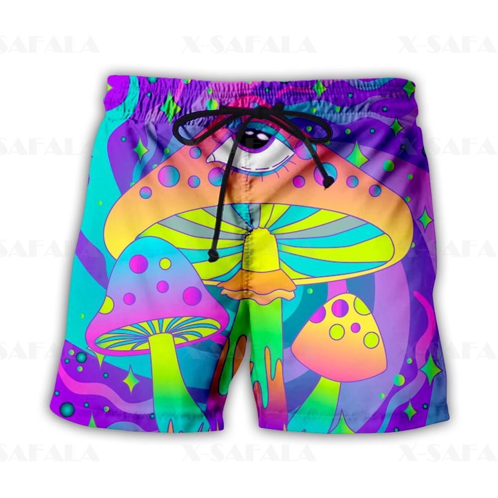 Hippie Psychedelic Mushroom Trippy Swimming Shorts Summer Beach Holiday Shorts Men's Swimming Beach Pants Sports Half Pants-8